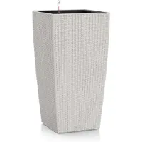 Lechuza CUBICO Cottage 40 - Plantenbak - met uitneembare binnenbak - met bewateringssysteem - ALL-IN-ONE set met LECHUZA-PON - licht grijs