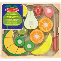 Melissa & Doug Set met snijdbaar fruit - The Original (houten speeleten, houten kratje, 17 speelstukjes, geweldig cadeau voor meisjes en jongens - ideaal voor kinderen van 3, 4 en 5 jaar)