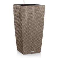 Lechuza CUBICO Cottage 40 - Plantenbak - met uitneembare binnenbak - met bewateringssysteem - ALL-IN-ONE set met LECHUZA-PON - zandbruin