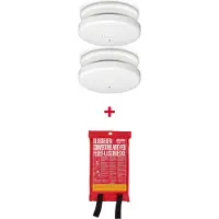 Alecto Brandmelder set - 2 stuks SD110 Rookmelder met 10 jaar sensor + SB-11 Blusdeken 100x100 cm - Brandpreventie bundel