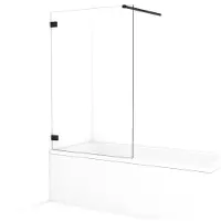 Maxaro Diamond Badwand 100cm Mat Zwart Helder Glas | Badwand | Badwand Glas | Badscherm | Glazen Badwand
