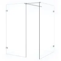 Maxaro Diamond Inloopdouche | 130x90 cm Chroom Helder glas 2 vaste wanden