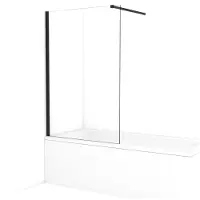 Maxaro Diamond Badwand 100cm Mat Zwart Helder Glas | Badwand | Badwand Glas | Badscherm | Glazen Badwand