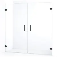 Maxaro Diamond Douchedeur | 195 cm Zwart chroom Helder glas Draaideur