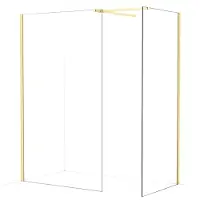 Maxaro Diamond Inloopdouche | 120x90 cm Lichtgoud Helder glas 2 vaste wanden
