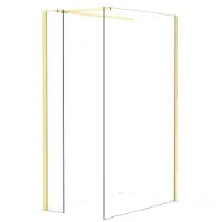 Maxaro Diamond Inloopdouche | 130x30 cm Lichtgoud Helder glas 2 vaste wanden
