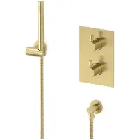 Maxaro Radius inbouw douchekranenset | Lichtgoud Thermostaatkraan met handdouche 1 stand