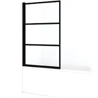 Maxaro Zwarte Badwand | 100 cm Mat zwart Helder met 4 zwarte strepen - Badwand zwart | Badkamer Badwand