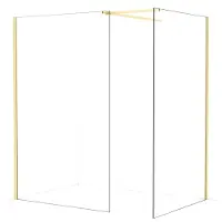 Maxaro Diamond Inloopdouche | 130x120 cm Lichtgoud Helder glas 2 vaste wanden