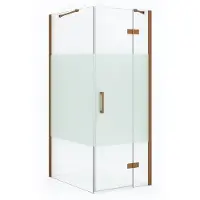Maxaro Diamond Douchecabine | 90x80 cm Koper Helder met matte strook Draaideur Rechthoek