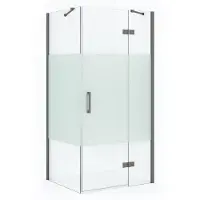 Maxaro Diamond Douchecabine | 100x80 cm Zwart metaal Helder met matte strook Draaideur Rechthoek