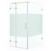 Maxaro Diamond Douchecabine | 140x90 cm Lichtgoud Helder met matte strook Draaideur Rechthoek