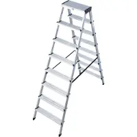 Krause aluminium dubbele trap, dubbele uitvoering, van 2x3 tot 2x8 treden, aantal treden: 2 x 8
