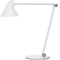 Louis Poulsen LED-bureaulamp NJP, dimbaar, wit / opaal, Woon-/ Eetkamer, Aluminium, Design, LED bureaulamp