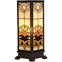 Clayre & Eef Tiffany tafellamp SINA, bruin / roest, Woon-/ Eetkamer, Glas, Tiffany, tafellamp
