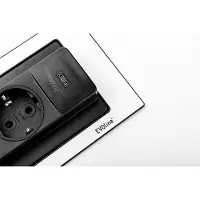 Evoline Schulte Stopcontact BackFlip inbouw contactdoos +USB lader Nederlands RVS