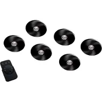 Doeco Super Light Emotion LED set van 6 spots met kleur/dim-controller met afstandsbediening 12V zwart