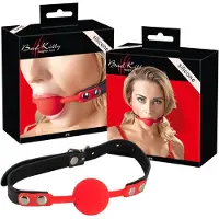 Bad Kitty - silicone ballgag - kunstleren band - rood