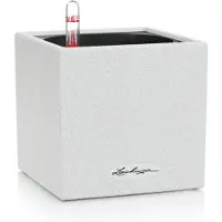 Lechuza CANTO Stone 40 low - plantenbak - met uitneembare binnenbak - met bewateringssysteem - ALL-IN-ONE set met LECHUZA-PON - kwarts wit