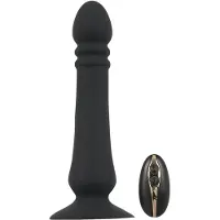 Black Velvets - oplaadbare, stotende anale vibrator (zwart)
