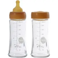 Hevea Wide Neck Baby Glass Bottles Two-Pack 250ml/8.5oz