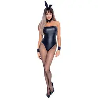 Cottelli - bunny kostuum - glanzend, sexy konijnenset - 5-delig - L