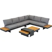 Lesli Living Barbados hoek loungeset 5-delig | aluminium + teakhout | 323x245cm | Natural Teak | 6 personen