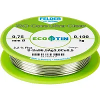 FELDER ISO-Core Ultra Clear SAC305 Soldeertin Spoel Sn96,5Ag3Cu0,5 0.100 kg 0.75 mm