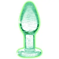 Booty Sparks Glow in the Dark L - glazen buttplug (transparant)
