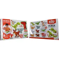 Schmidt 3D schroefpuzzel met 8 wilde dieren Karton Puzzel