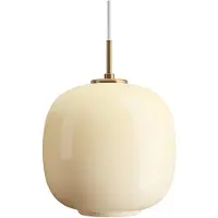 Louis Poulsen Vl45 Radiohus Hanglamp 250 Mm Messing / Glossy - Hanglampen Mondgeblazen Opaalglas Pale Yellow - 5741115149