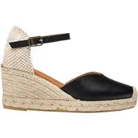 Wonders Dames Espadrilles Met Sleehak Zwart (38), Leer, Plat, 3 tot 5 cm, Gesp, Casual YD-SI685_2485_5792