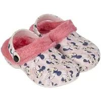Cerdá Group: Huispantoffels met fleece, Minnie Mouse design. Houten klompen, roze, maat EU 26-27, voor meisjes. Roze, maat EU 26-27