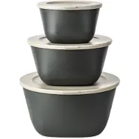 Koziol Connect Stockholm schaal+deksel 3 delen biocirk plastic Nature ash grey