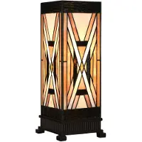 Clayre & Eef Tiffany tafellamp 17x17x44 cm glas kunststof