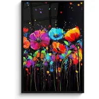 PosterMonkey Poster in lijst - Fotolijst 80x120 cm - Posters - Bloemen - Kleurrijk - Spetters - Posterlijst zwart - Decoratie - Wanddecoratie woonkamer - Muurdecoratie slaapkamer