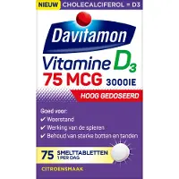 Davitamon Vitamine D3 75 mcg - Hoog Gedoseerd - Vitamine D smelttabletjes - 75 stuks