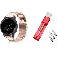 Strap-it Stalen Band (Roze Goud) + Toolkit - Geschikt voor Garmin Venu 2S 40mm - RVS Stalen Band - Stalen Schakelband - Luxe & verstelbare metalen band