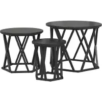 vidaXL Nestende Side Table 3 st Zwart Eiken 53 x 53 x 40 cm