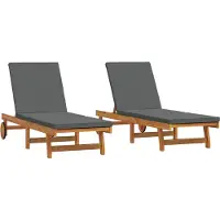 vidaXL Ligstoel 2 st Massief Acacia Hout Bruin
