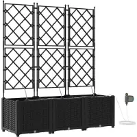 vidaXL Plantenbak 3 st Zwart 120 x 40 x 142 cm PP
