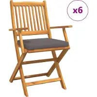 vidaXL Vouwstoel 6 st Grijs Massief acaciahout