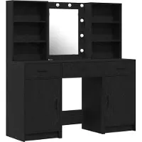 vidaXL Dressing tafel set met LED 3 st Zwart Eiken Bewerkt hout