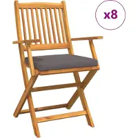 vidaXL Vouwstoel 8 st Grijs Massief acaciahout