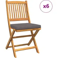 vidaXL Vouwstoel 6 st Grijs Massief acaciahout