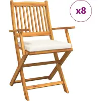 vidaXL Vouwstoel 8 st Wit Massief acaciahout
