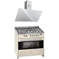 Gurari - gasfornuis - afzuigkap - elektrisch gasfornuis - 90 cm - 121L GCH E 911 Cr + GCH 286 WH 9 Prime N - afzuigkap 90cm