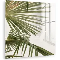 MuchoWow Glasschilderij 20x20 cm - Schilderij acrylglas - Palmbladeren - Groen - Natuur - Foto op glas - Muurdecoratie woonkamer - Wanddecoratie slaapkamer - Schilderijen
