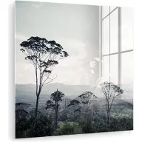 MuchoWow Glasschilderij 50x50 cm - Schilderij acrylglas - Bomen - Lucht - Natuur - Foto op glas - Muurdecoratie woonkamer - Wanddecoratie slaapkamer - Schilderijen
