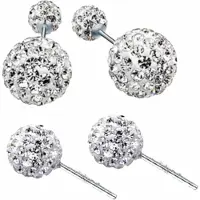 Charme Bijoux 2 paar Shamballa - zilverkleur - oorbellen strass- 1 cm -